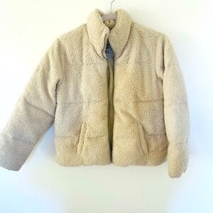 Abercrombie Kids Cream Puffer Jacket with High Collar